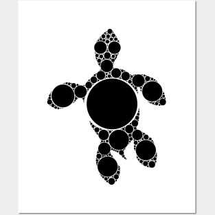 Aboriginal Art - Dots Turtle Black Posters and Art